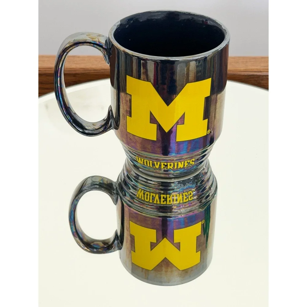 Michigan Wolverines University Iridescent Ceramic Coffee Mug Cup Logo NCAA